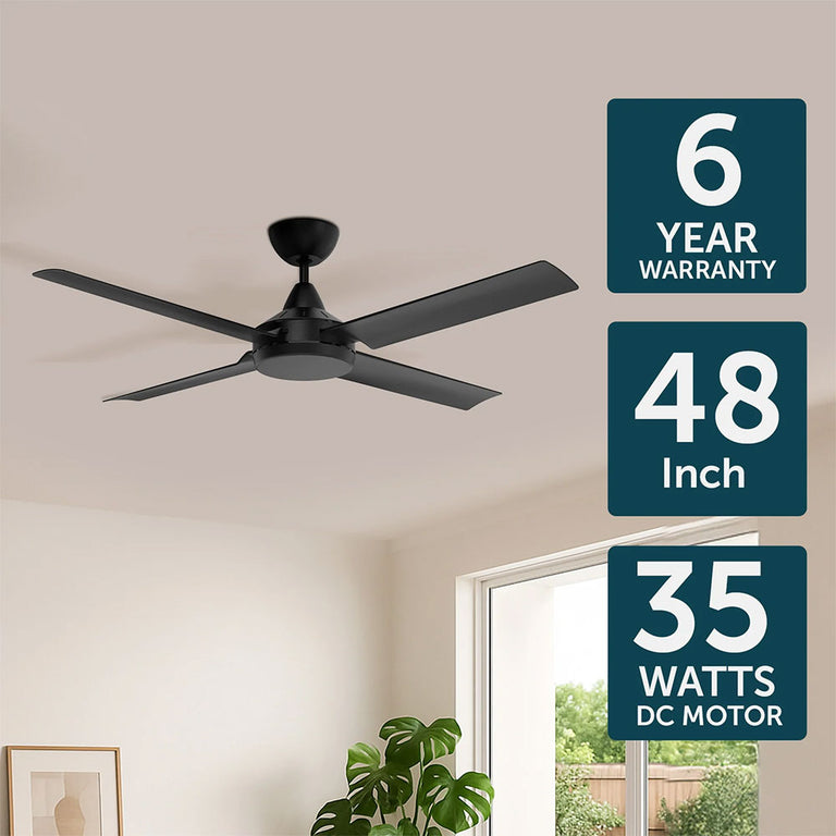 Cairns 48" DC Ceiling Fan Matt Black - 22970/06