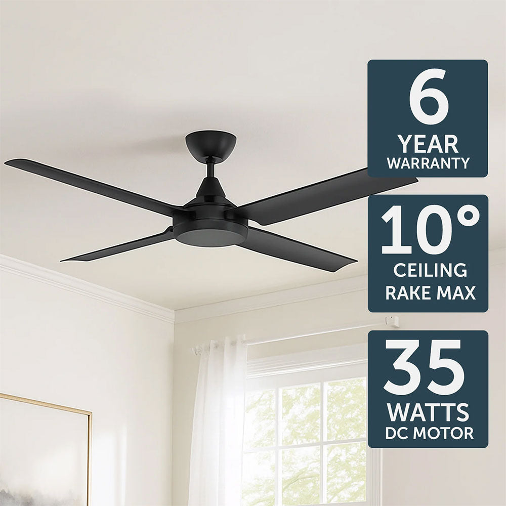 Cairns 52" DC Ceiling Fan Matt Black - 22972/06
