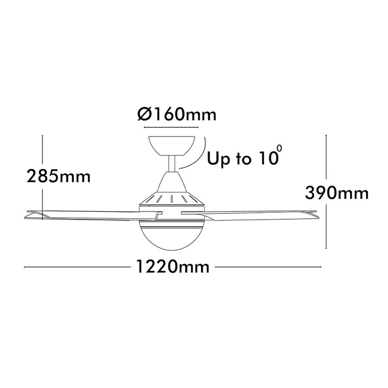 Cairns 48" DC Ceiling Fan With Light Matt Black - 22974/06