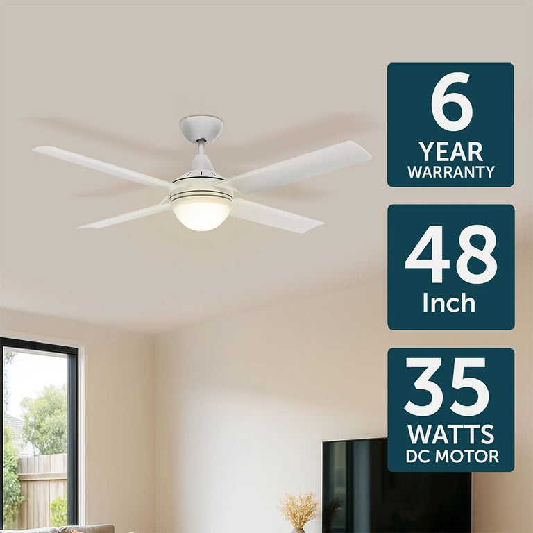 Cairns 48" DC Ceiling Fan With Light Matt White - 22974/05