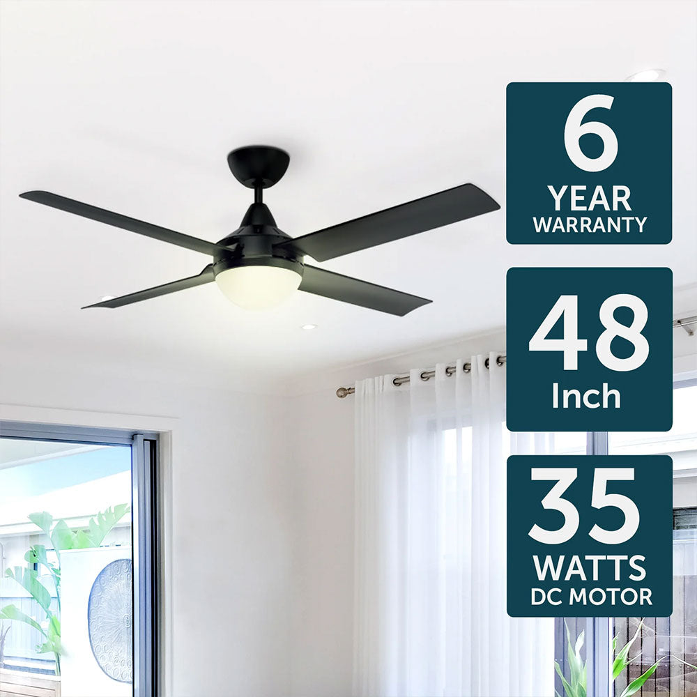 Cairns 48" DC Ceiling Fan With Light Matt Black - 22974/06