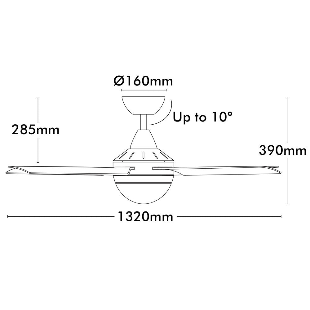 Cairns 52" DC Ceiling Fan With Light Matt White - 22976/05