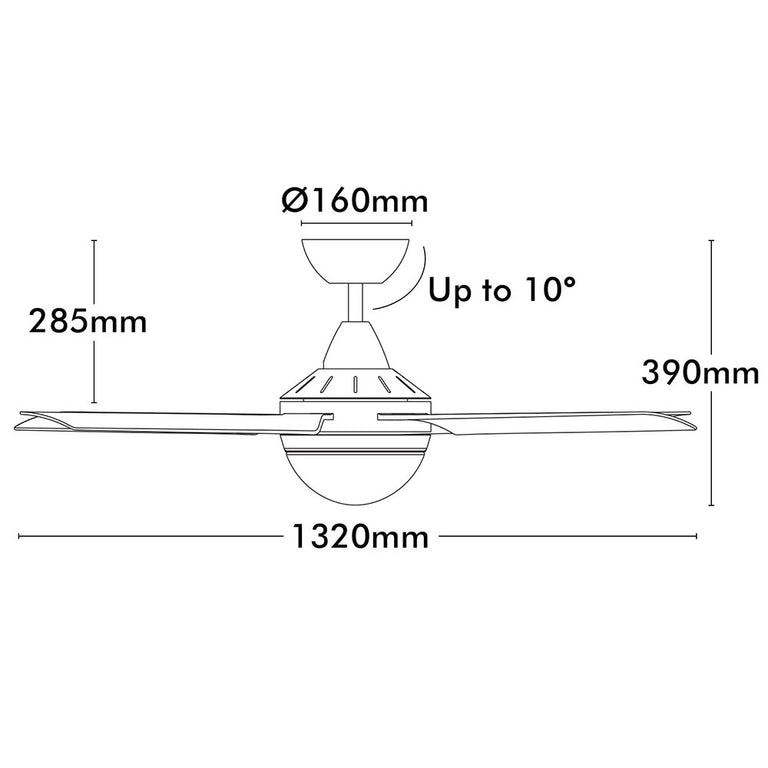 Cairns 52" DC Ceiling Fan With Light Matt White - 22976/05