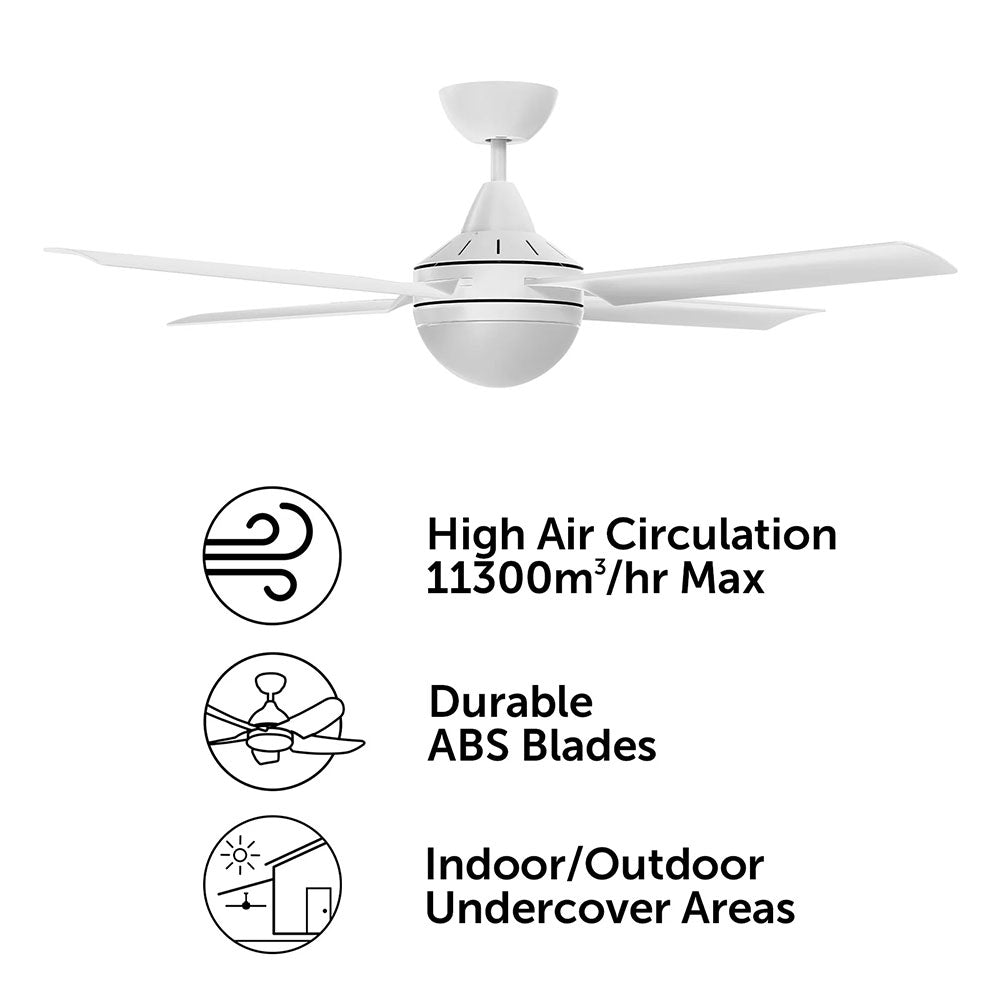 Cairns 52" DC Ceiling Fan With Light Matt White - 22976/05
