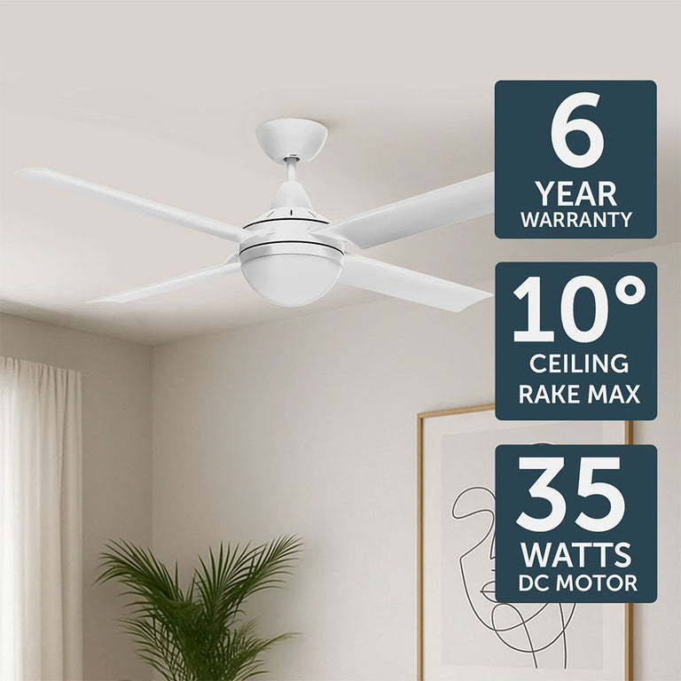 Cairns 52" DC Ceiling Fan With Light Matt White - 22976/05
