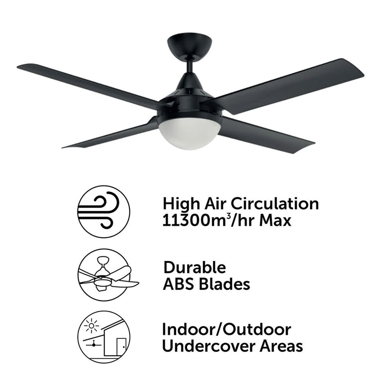 Cairns 52" DC Ceiling Fan With Light Matt Black - 22976/06