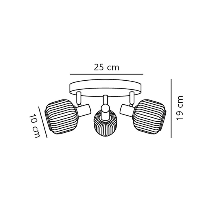 Milford Mini 3 Rondel Ceiling Light Black - 2412606003