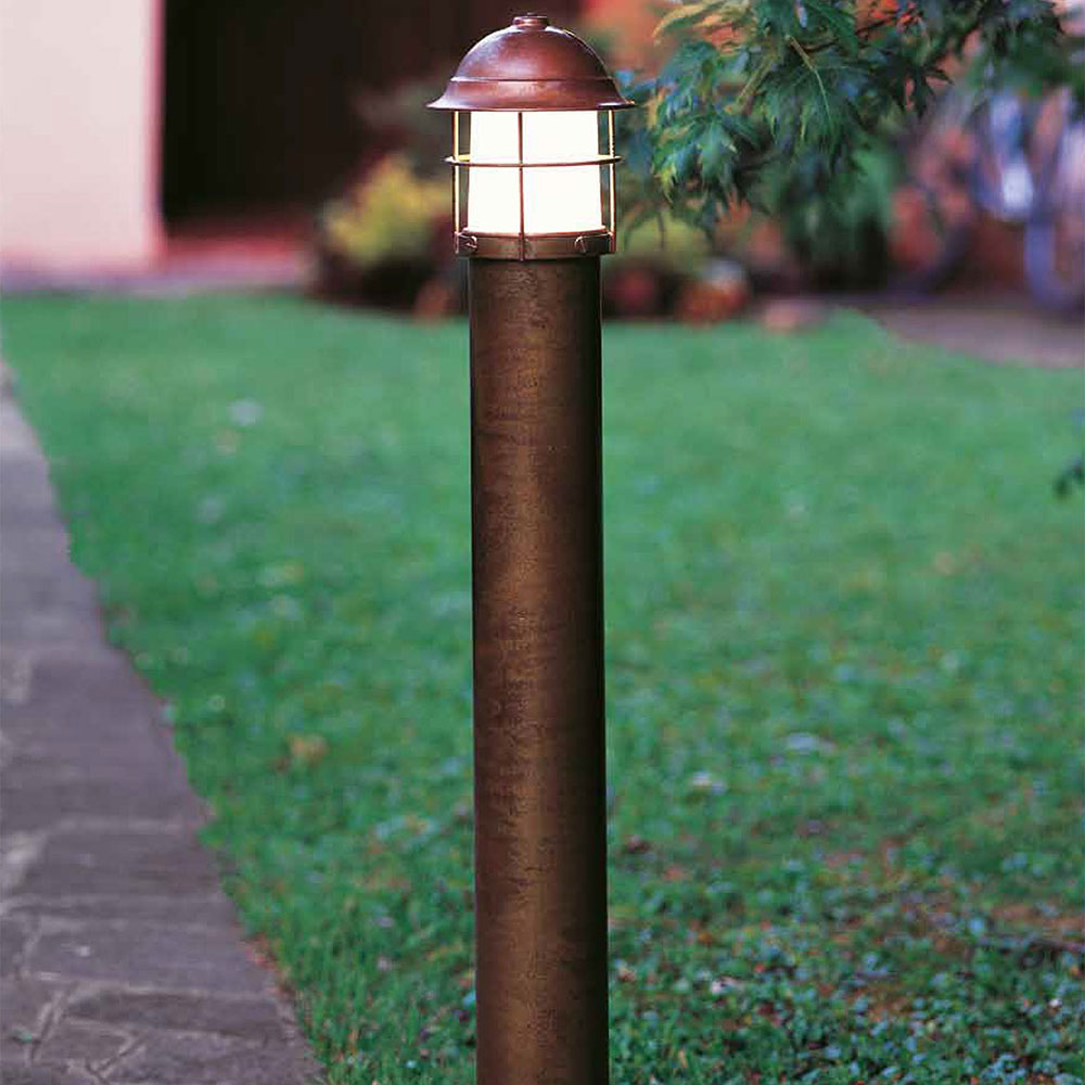 Garden 260mm Bollard With Frosted Glass IP44 - 245.41.ORB