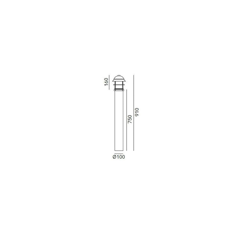 Garden 910mm Bollard With Clear Glass IP44 - 245.44.ORT