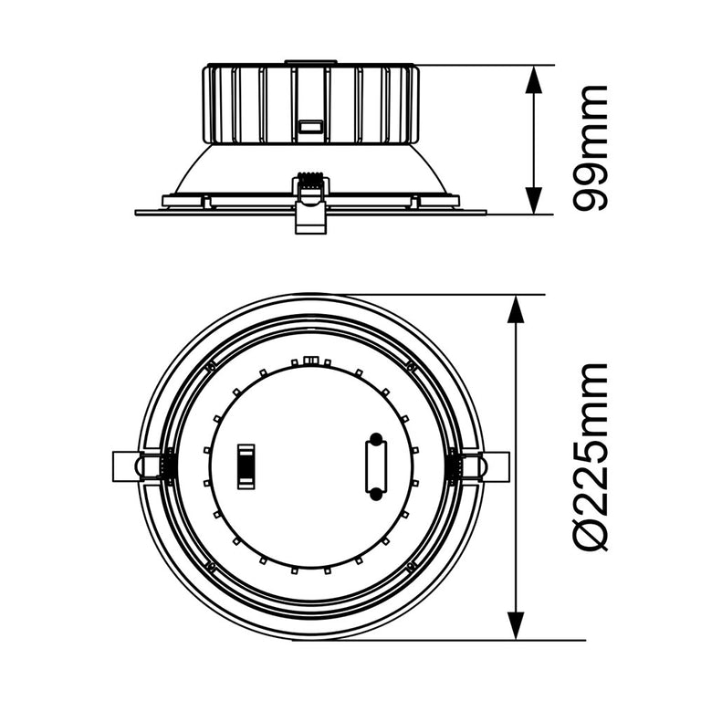 Legolite 18W / 25W 225mm Low Glare Commercial LED Dimmable Downlight White / Tri-Colour - 263010