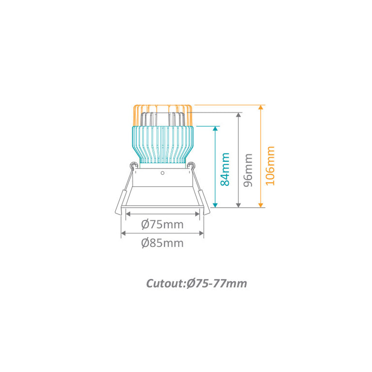 Cell Frame D75 Deep 75mm Cut-Out To Suit Cell Downlight Module Series Black - 27049