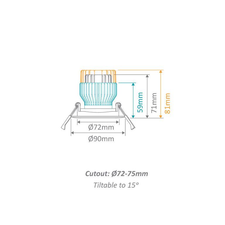 Cell Frame T75 Tilt 75mm Cut-Out To Suit Cell Downlight Module Series White - 27052