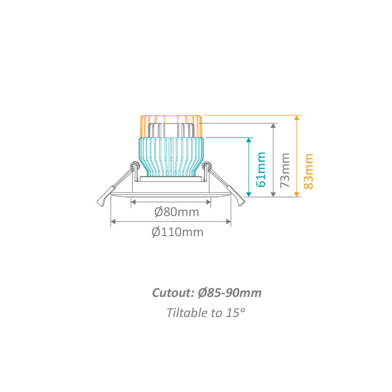 Cell Frame T90 Tilt 90mm Cut-Out To Suit Cell Downlight Module Series Black - 27055
