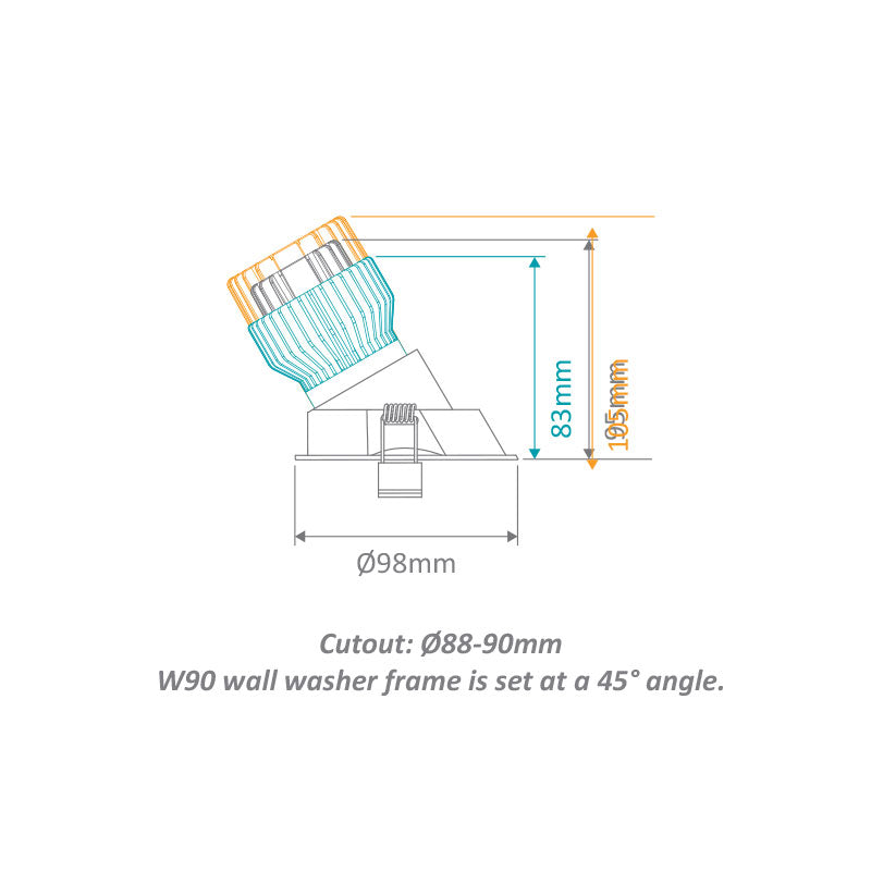 Cell Frame W90 Wall Washer 90mm Cut-Out To Suit Cell Downlight Module Series White - 27056