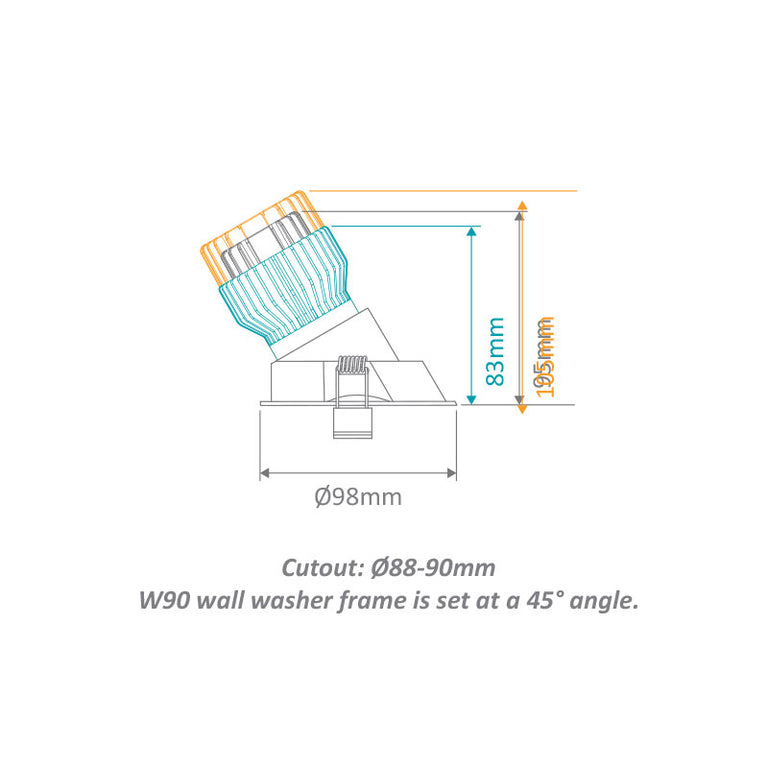 Cell Frame W90 Wall Washer 90mm Cut-Out To Suit Cell Downlight Module Series White - 27056