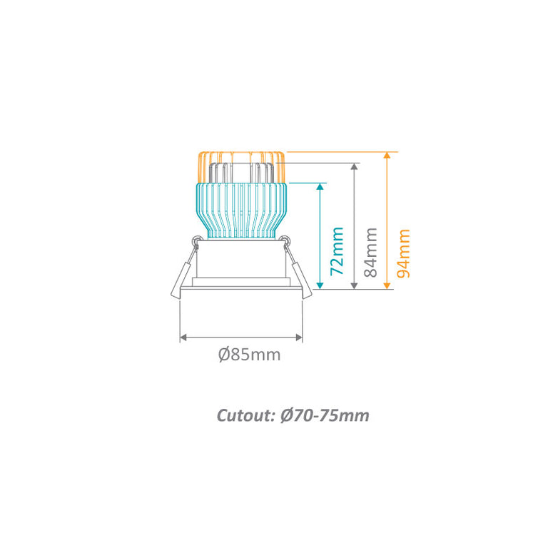 Cell Frame P75 Key 75mm Cut-Out To Suit Cell Downlight Module Series White - 27062