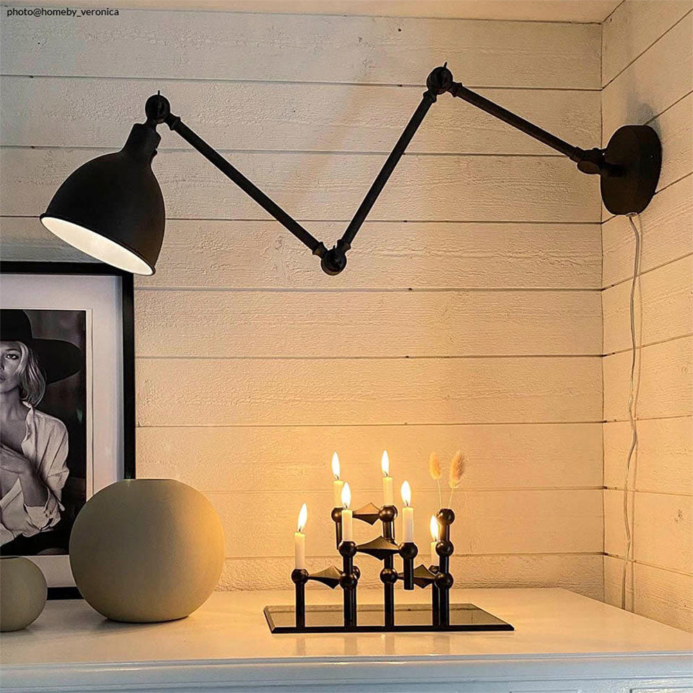 Bazar Adjustable Arm Industrial Wall Light Black - 2827660-4000