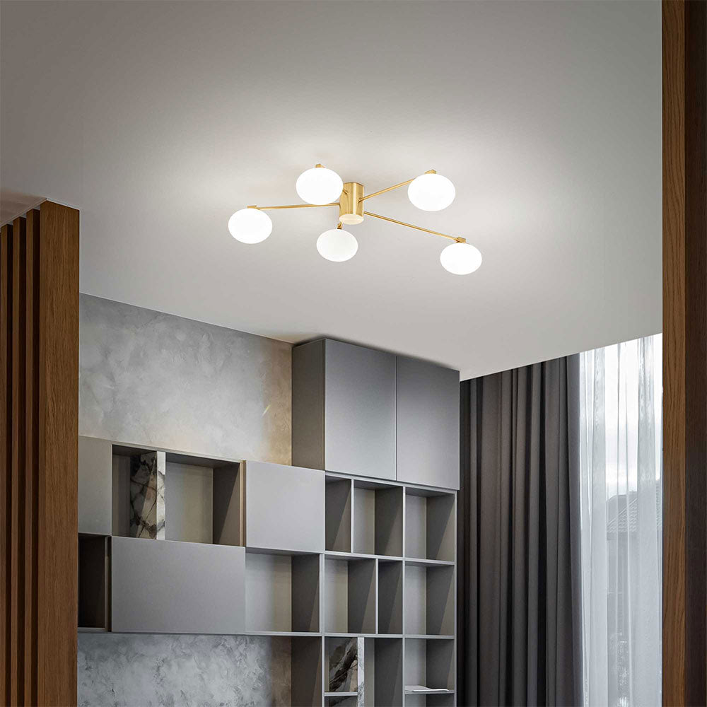 Hermes PL5 Semi-Flush Mount 5 Light Brass - 288277