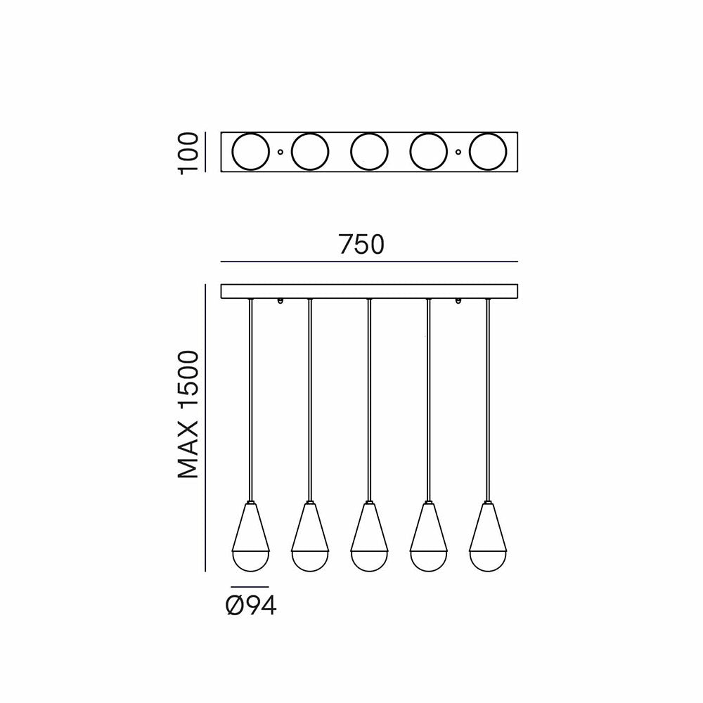 Dew 5 Light Linear Pendant Light - 289.11.FFT