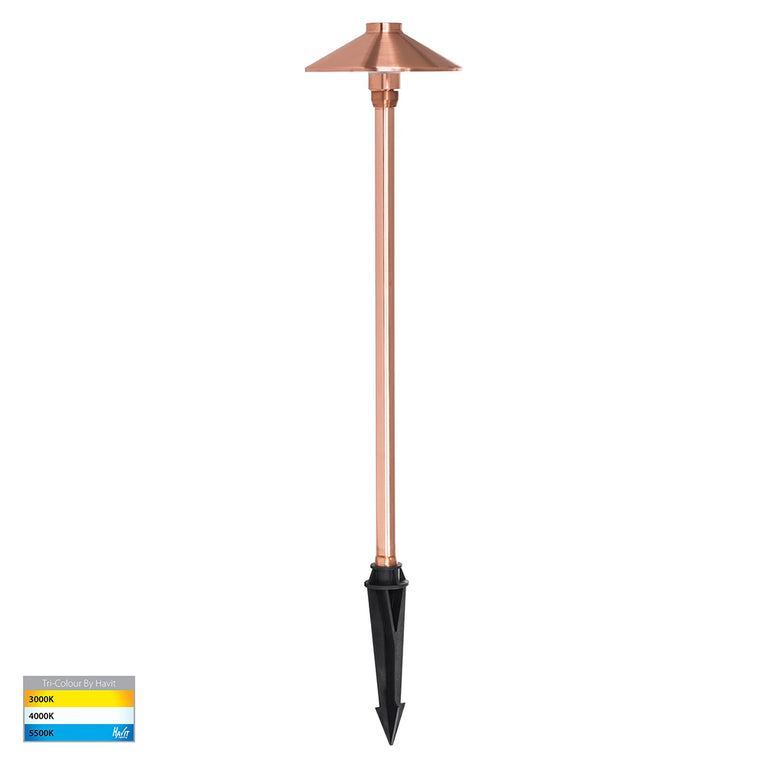 Polari 3W CCT12V DC G5.3 LED Bollard Spike Light Solid Copper - HV1452T-CP