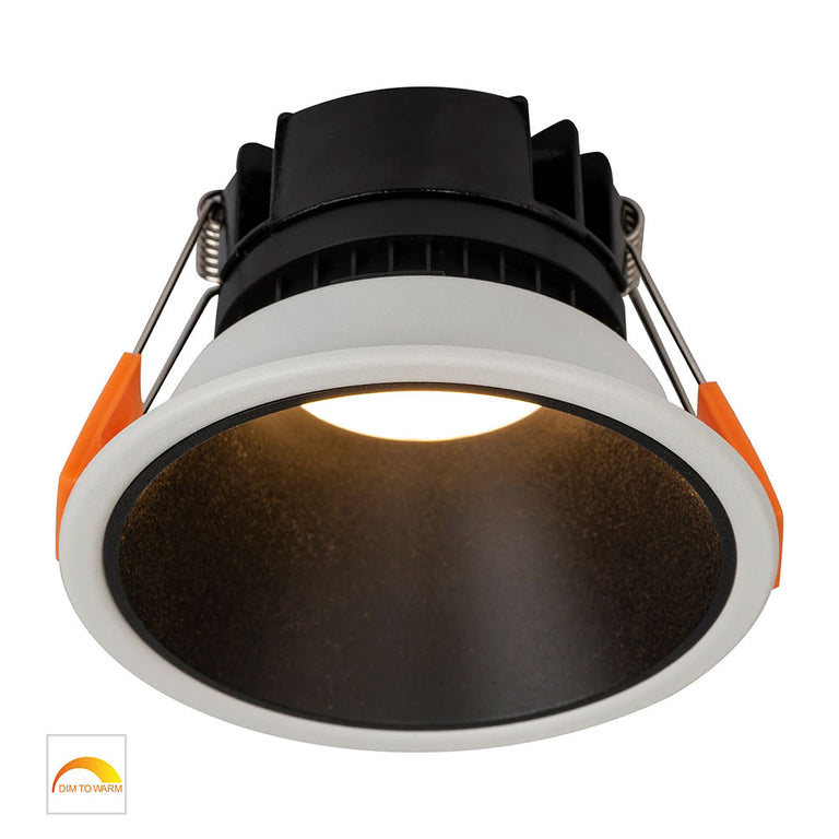 Gleam 9W 240V LED 97mm Downlight White & Black / Warm - HV5528D2W-WB