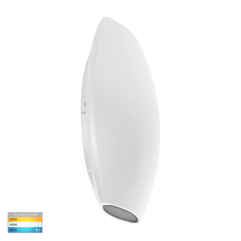 Cara 6W 240V Up & Down LED Wall Pillar Light White / Tri-Colour - HV35021T-WHT