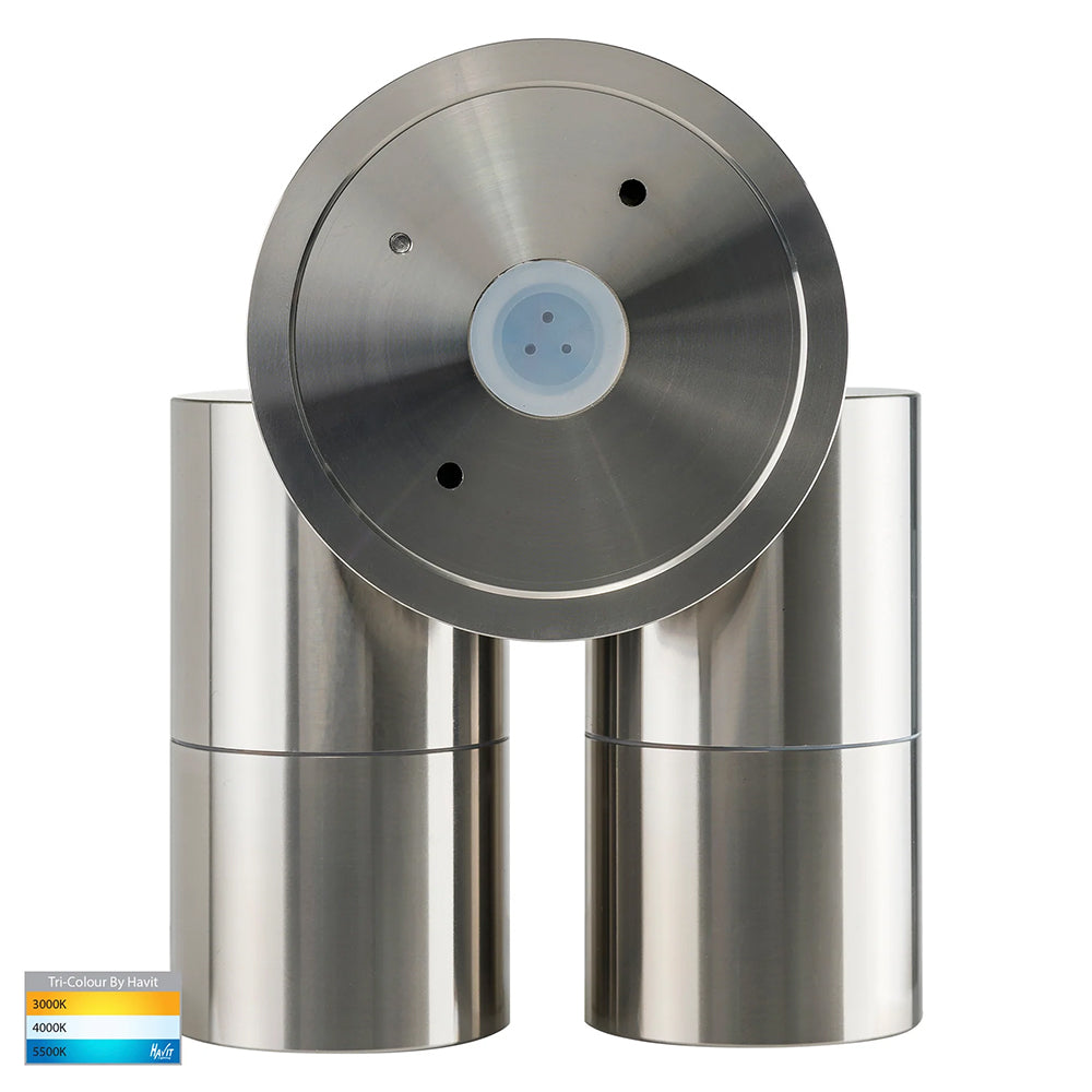 Fortis 2 x 5W 240V GU10 LED Double Adjustable Wall Light 304 Stainless Steel - HV1372T