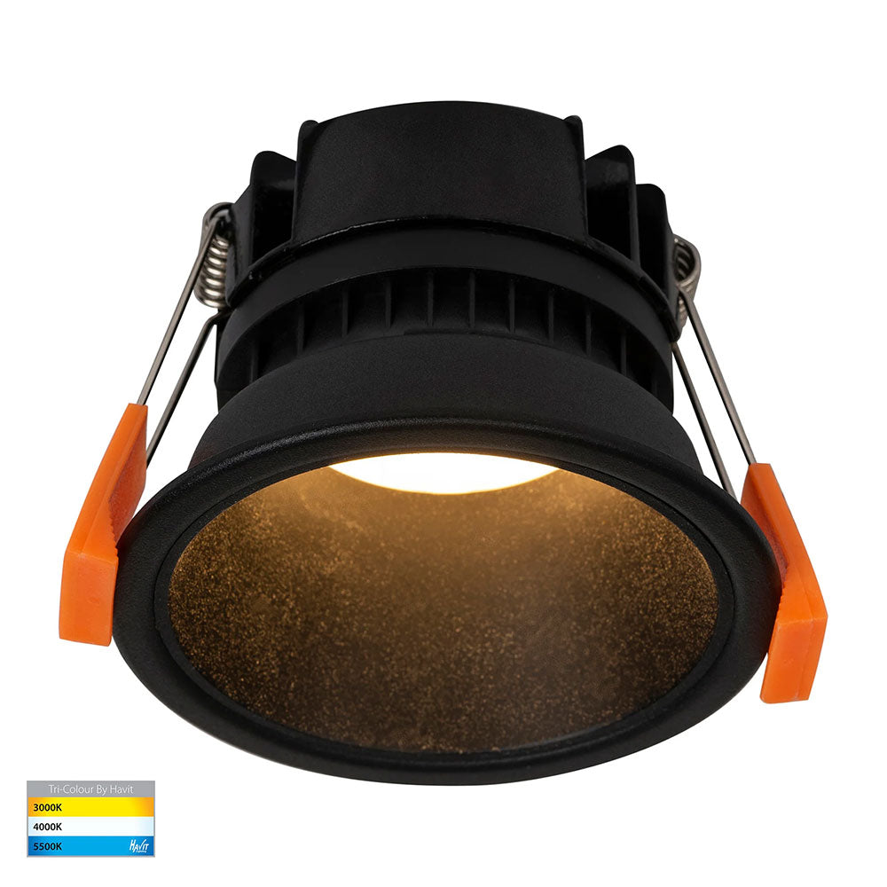 Gleam 9W CCT 240V LED 82mm Downlight Black & Black - HV5529T-BB