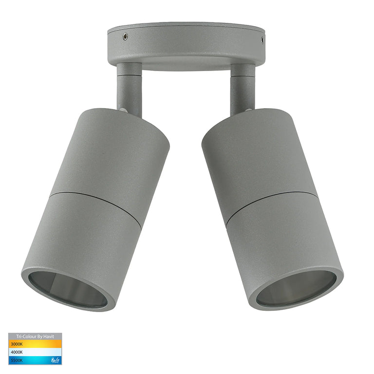 Tivah 2 x 9in1 CCT 240V GU10 LED Double Adjustable Wall Light Silver - HV1345T