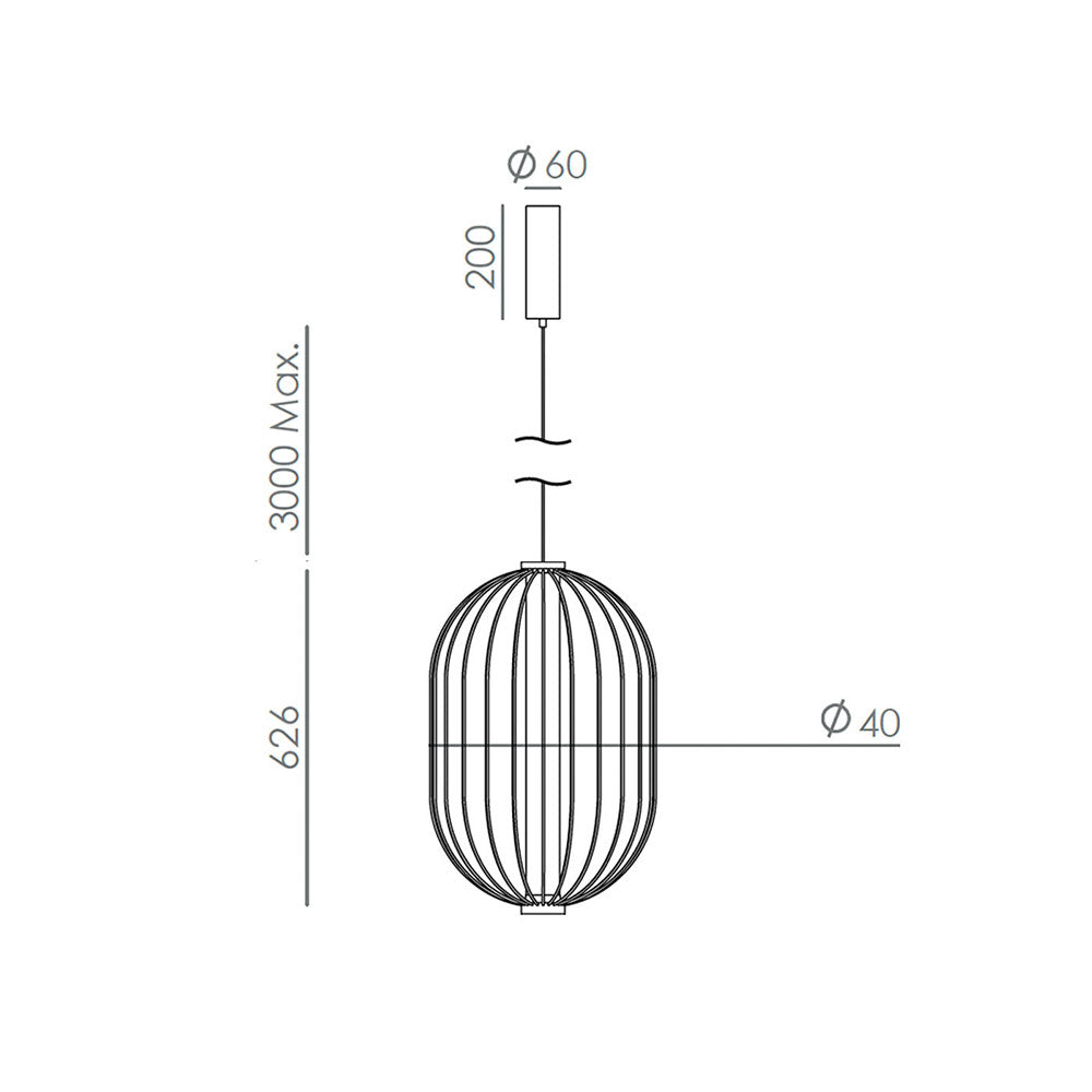 Pepo LED Oval Pendant Matt Black - ARO.C1315/40/NEG
