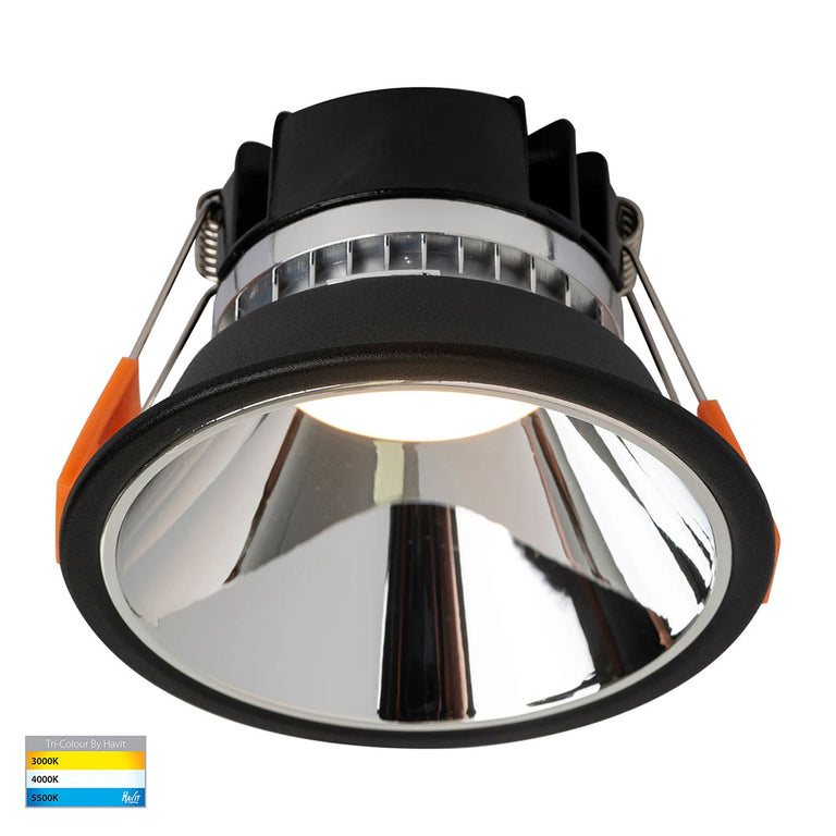 Gleam 9W CCT 240V LED 97mm Downlight Black & Chrome - HV5528T-BC