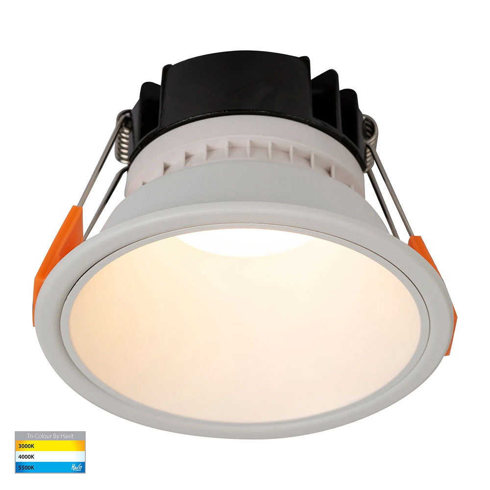Gleam 9W CCT 240V LED 97mm Downlight White & White - HV5528T-WW