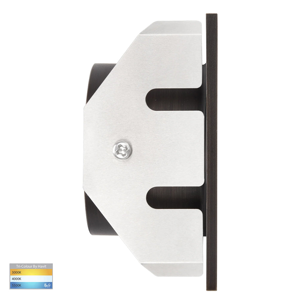 Reces 2.5W CCT 12V DC LED Square Step Light Antique Brass - HV3215T-AB-12V