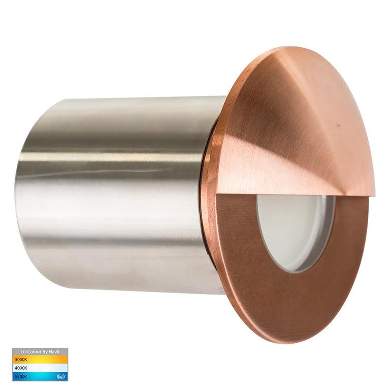 Ollo 5W 12V DC Eyelid LED Step Light Copper / Tri-Colour - HV19012T-CP