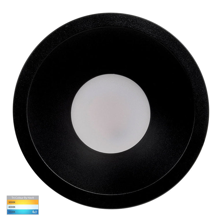 Gleam 9W CCT 240V LED 100mm Downlight Black - HV5528T-BLK
