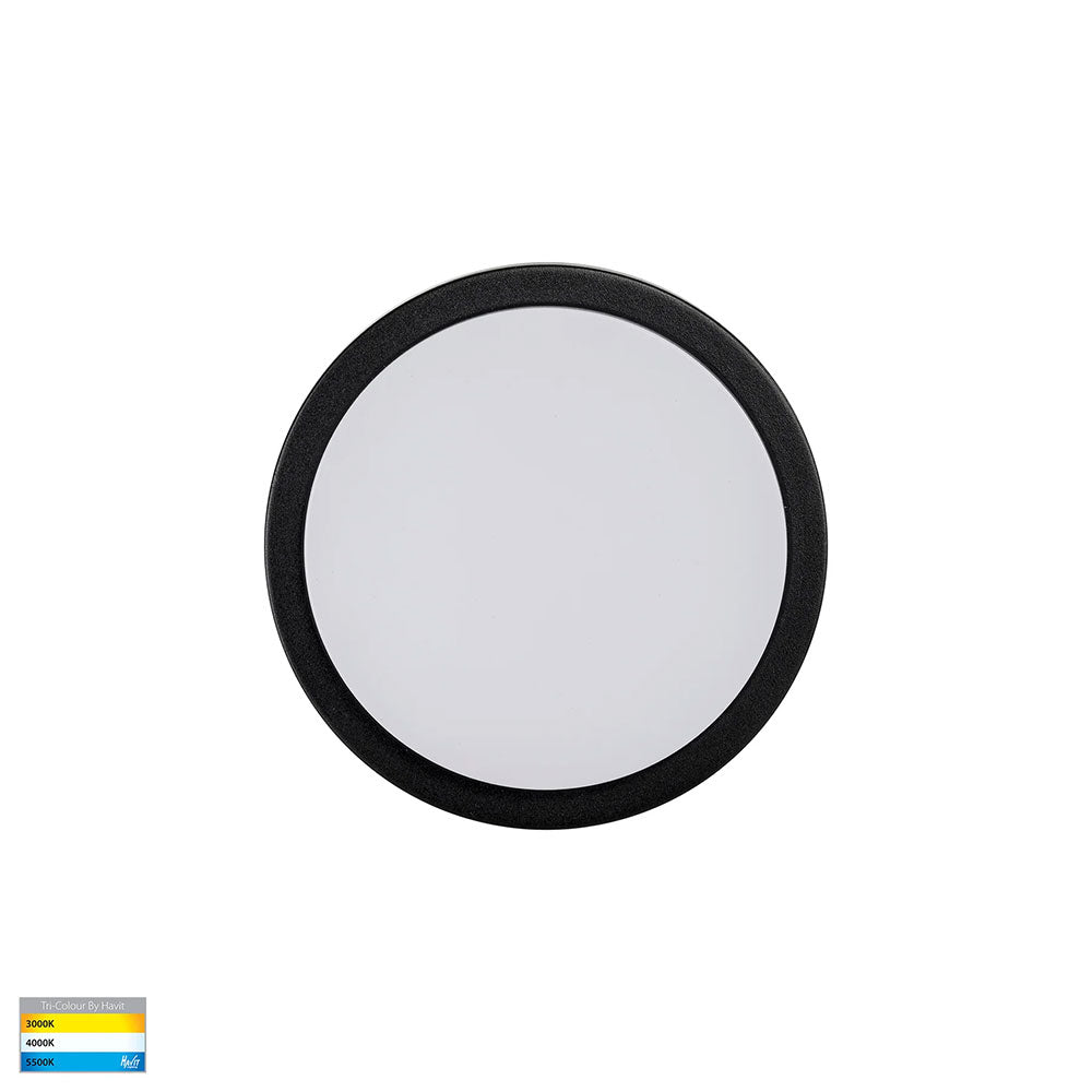 Liptor 10W CCT 240V LED 200mm Round Oyster Light Black - HV36051T-BLK