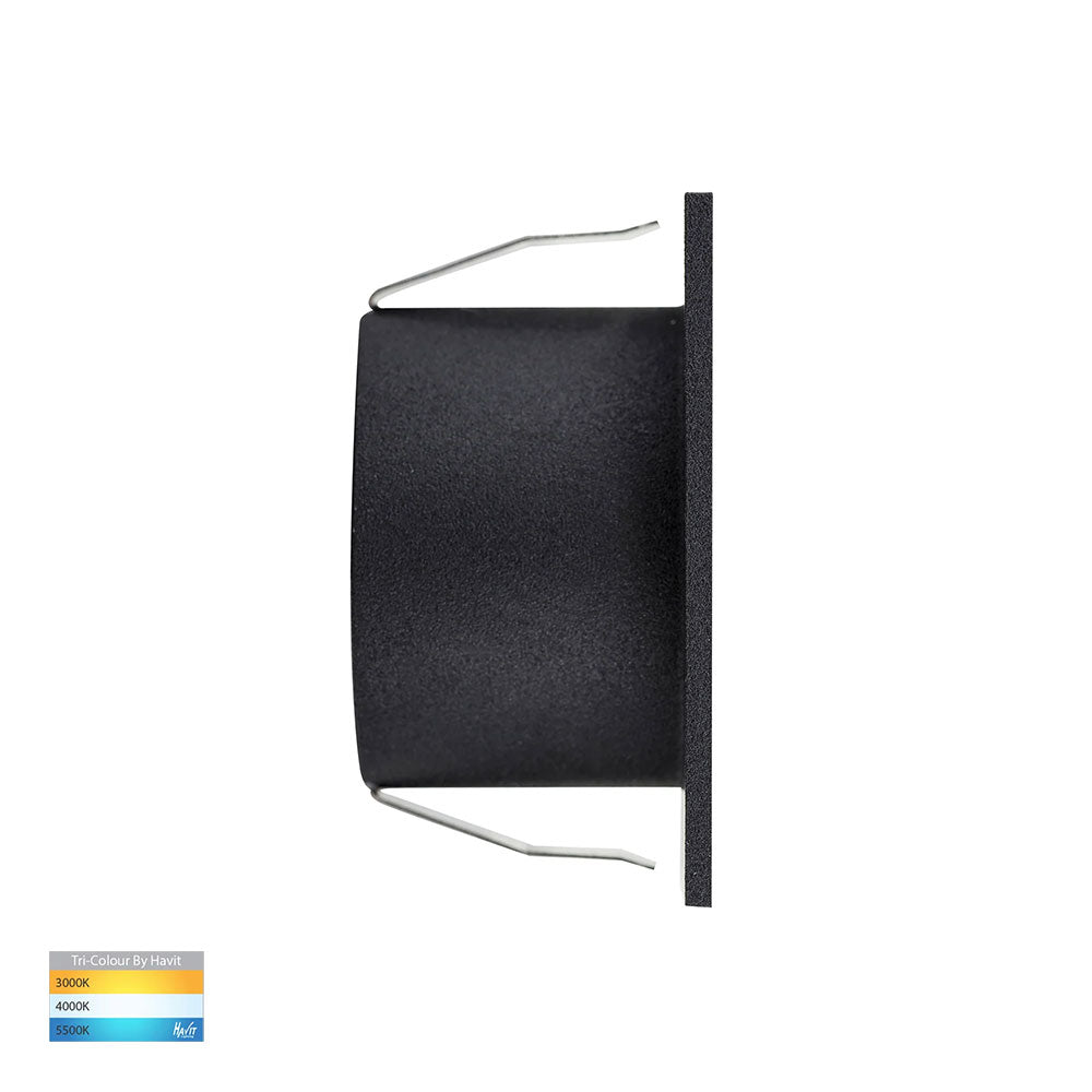 Mini Reces 1W CCT 12V DC LED Square Step Light Black - HV3216T-BLK-12V