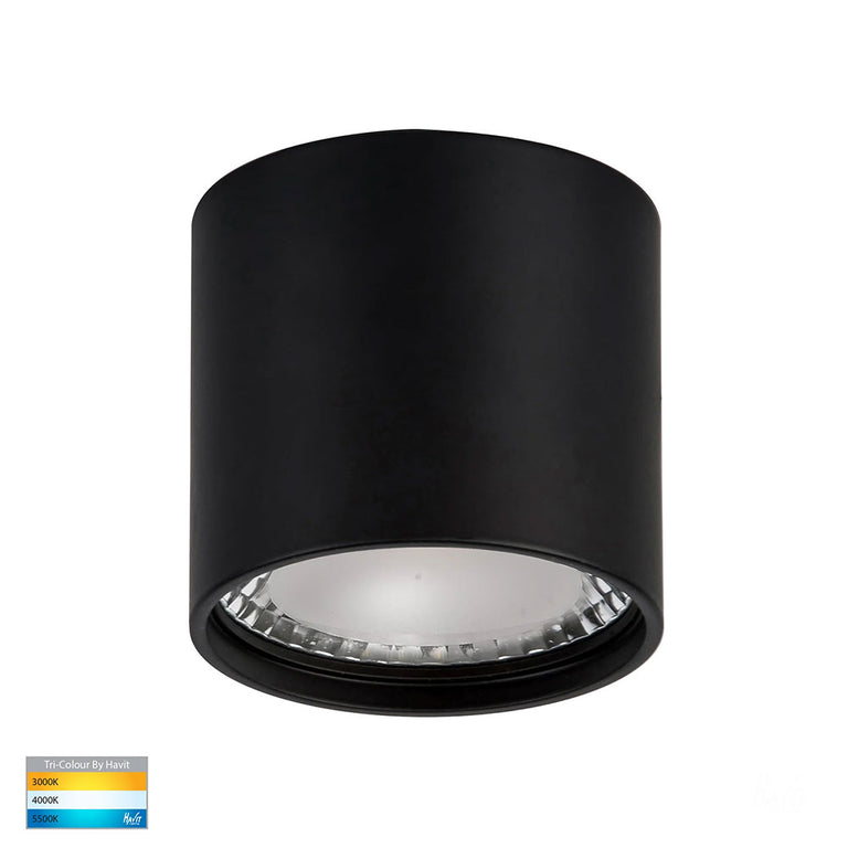 Nella 7W CCT 12V DC LED Surface Mounted Downlight Black - HV5802T-BLK-12V