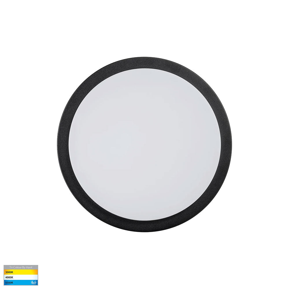 Liptor 20W CCT 240V LED 280mm Round Oyster Light Black - HV36052T-BLK