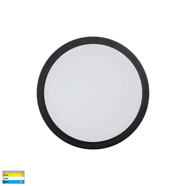 Liptor 20W CCT 240V LED 280mm Round Oyster Light Black - HV36052T-BLK