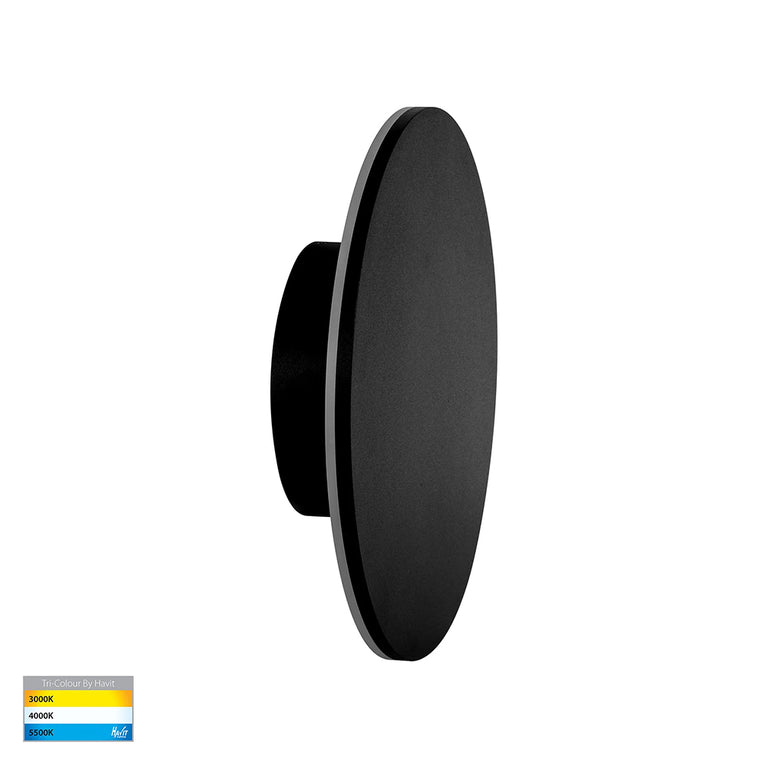 Halo 12W CCT 12V DC LED 200mm Round  Wall Light Black - HV3592T-BLK-12V