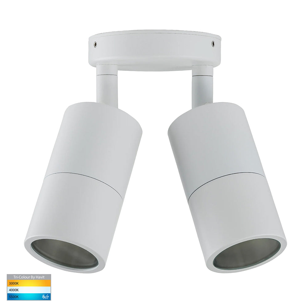 Tivah 2 x 9in1 CCT 240V GU10 LED Double Adjustable Wall Light Matt White - HV1335T