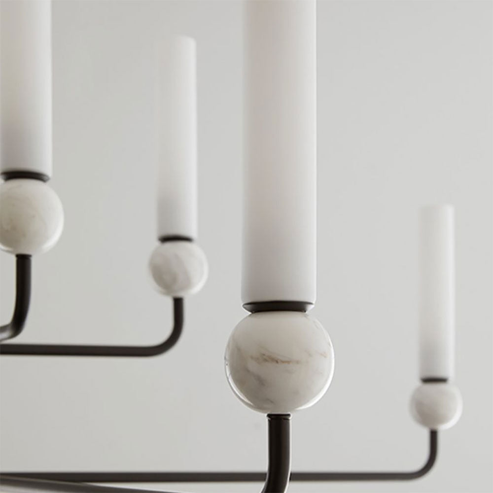 Delie 8 Light LED Pendant Matt Black / White - ARO.C1224/8/NEG