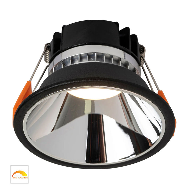 Gleam 9W 240V LED 97mm Downlight Black & Chrome / Warm - HV5528D2W-BC