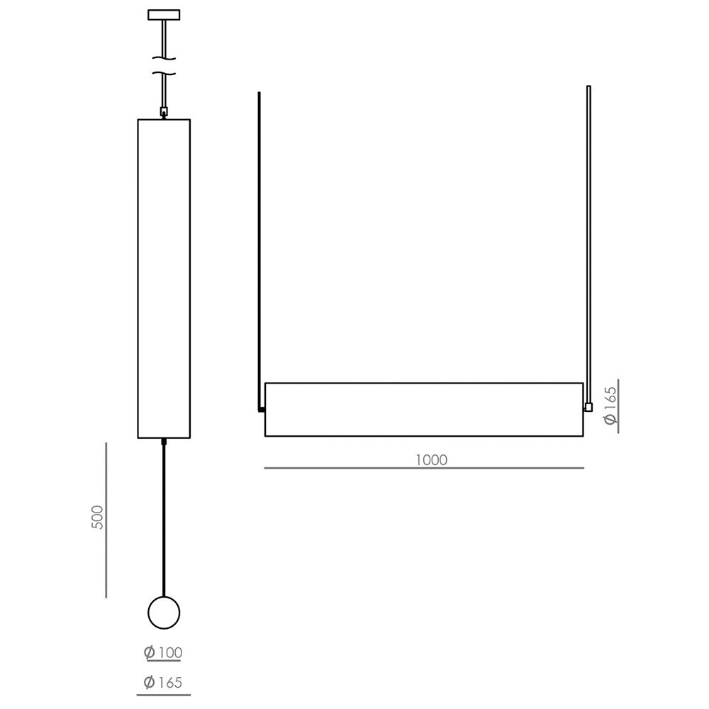 Nooi LED Vertical Linear Pendant Matt Black - ARO.C1276/L-V