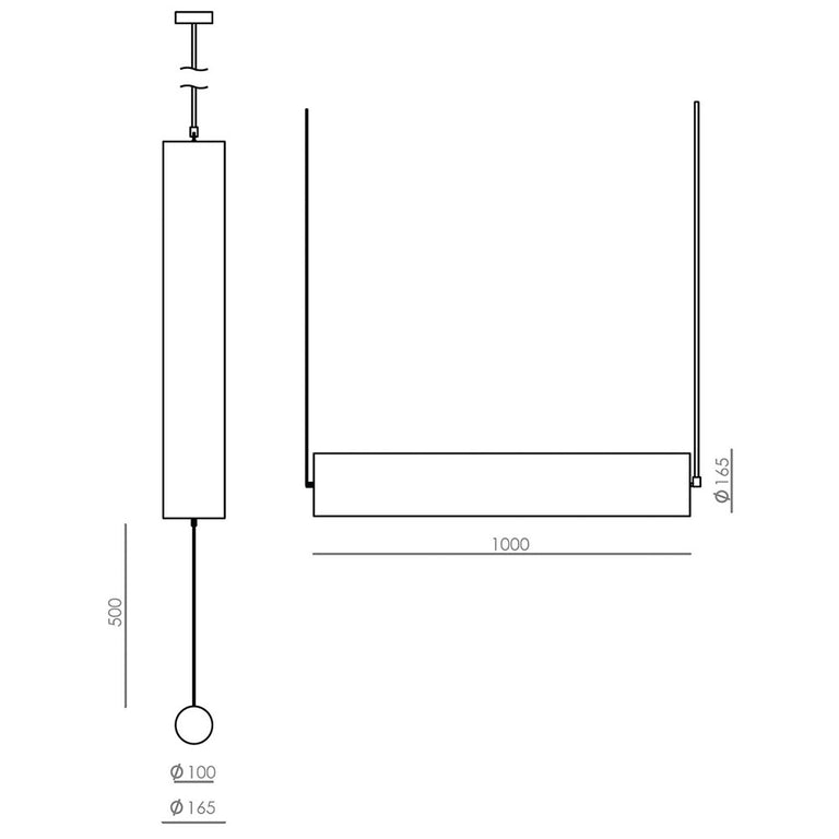 Nooi LED Vertical Linear Pendant Matt Black - ARO.C1276/L-V
