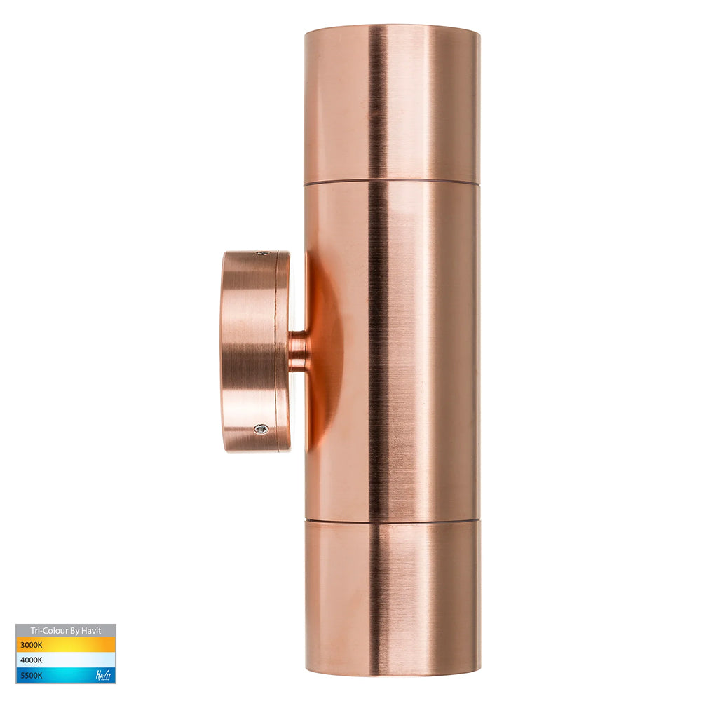 Tivah 2 x 5W CCT 12V DC MR16 LED Up / Down Wall Light Solid Copper - HV1017MR16T