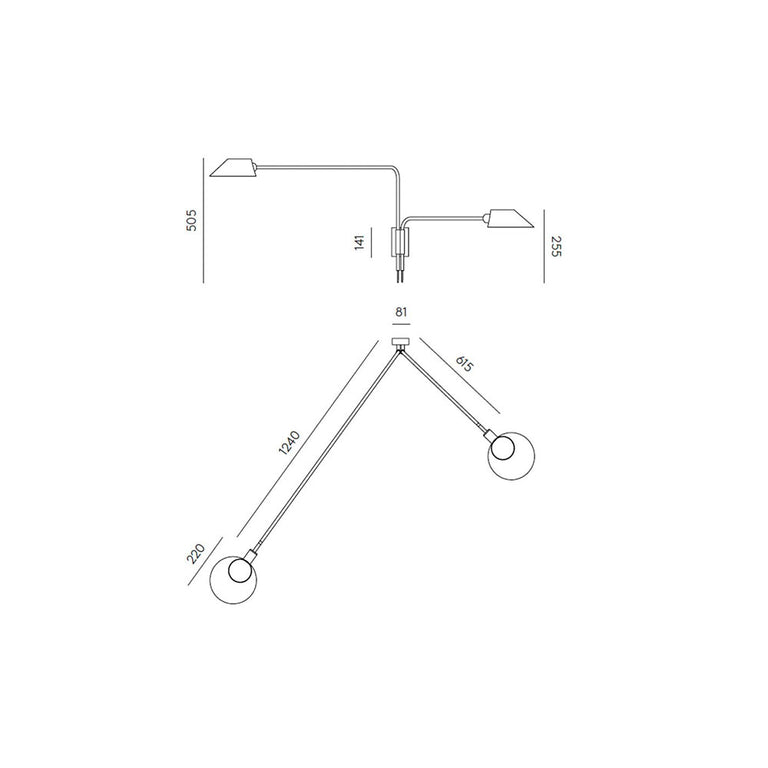 Duo Wall Light Matt Black - ARO.A1170/2