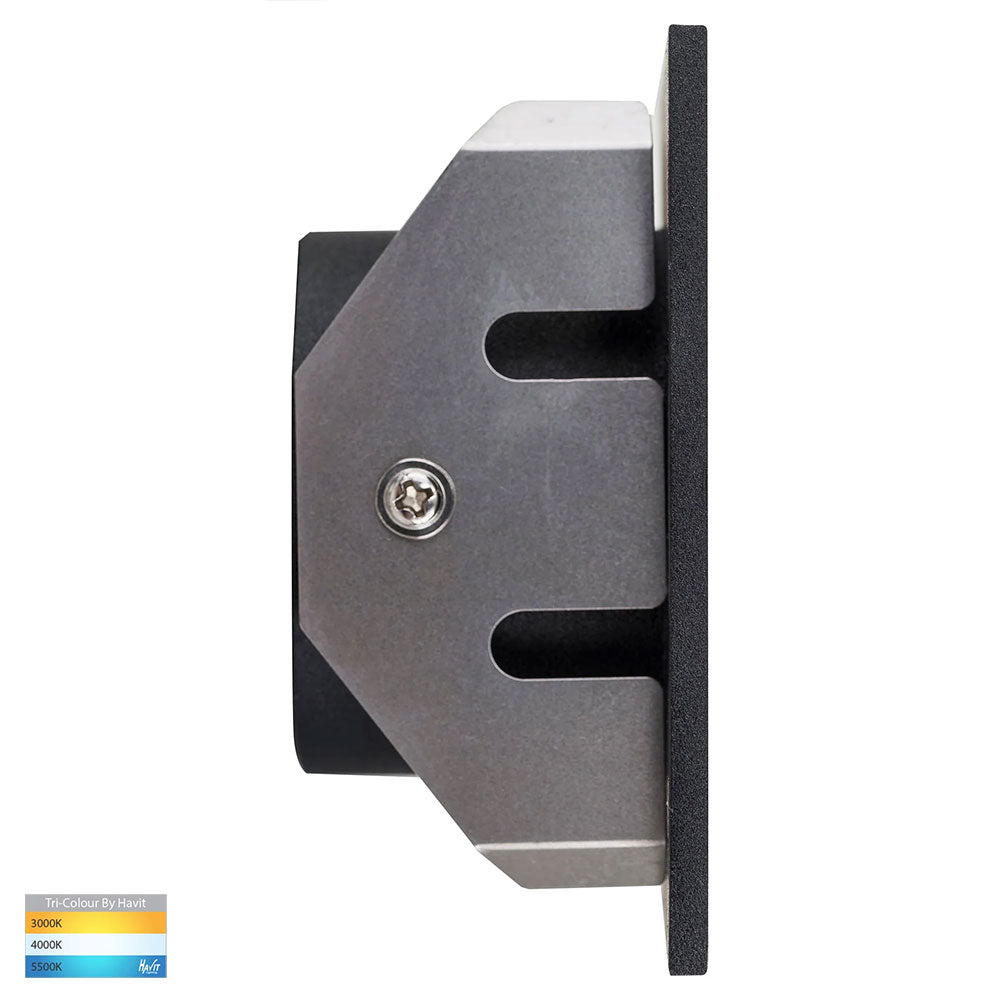 Reces 2.5W CCT 12V DC LED Square Step Light Black - HV3215T-BLK-12V