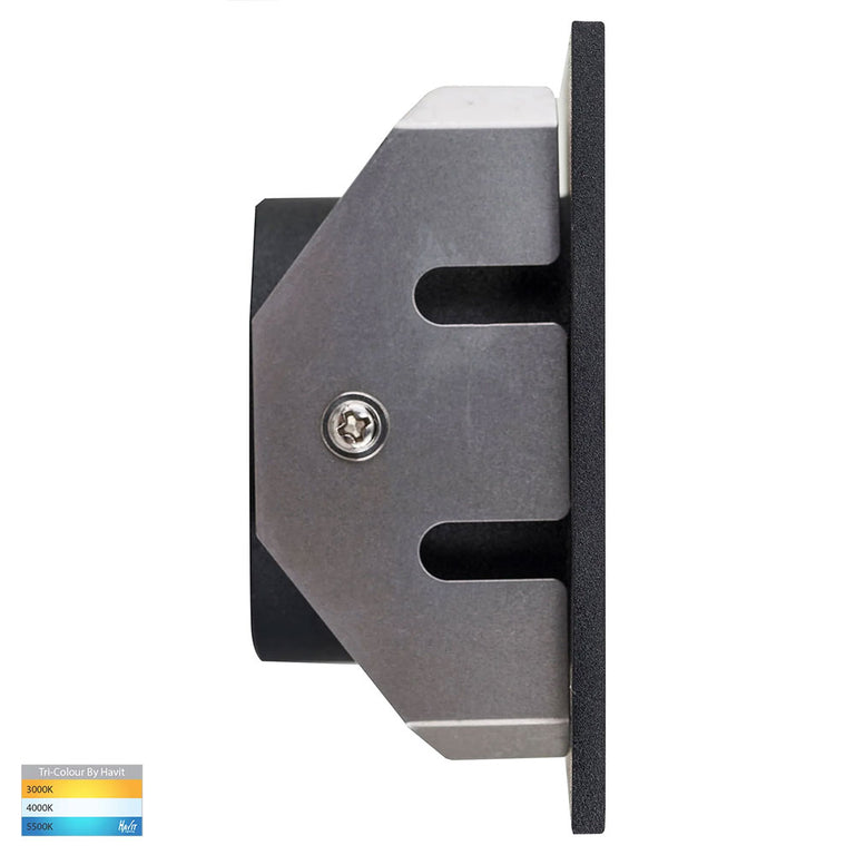 Reces 2.5W CCT 12V DC LED Square Step Light Black - HV3215T-BLK-12V
